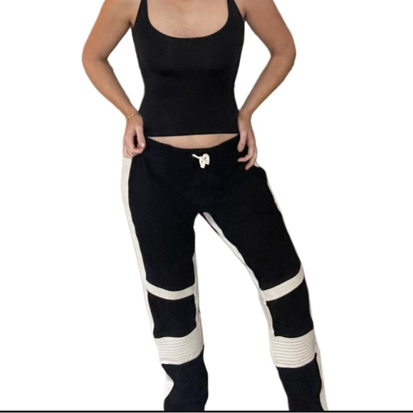 vintage y2k ecuadorian black and white cotton embellished joggers sz large - Picture 3 of 14